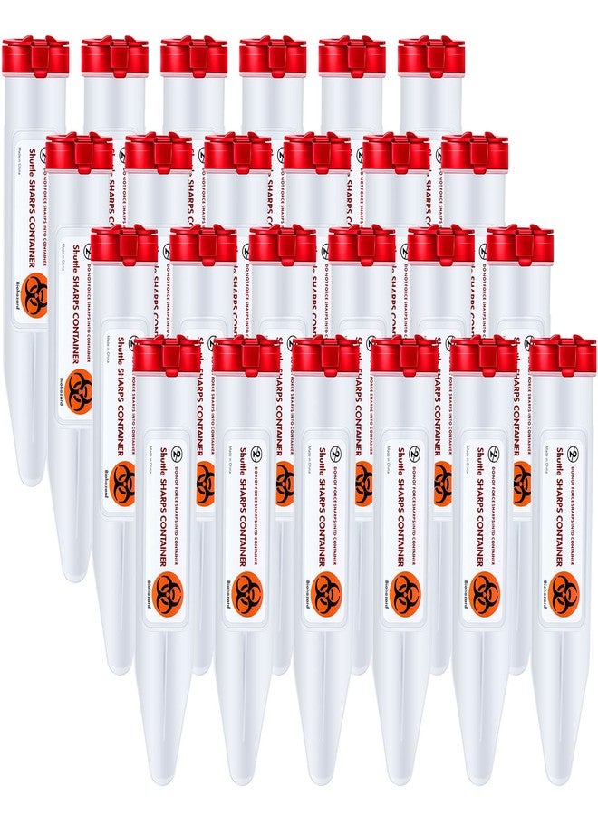 Fabbay 24 Pcs Travel Sharps Container Disposal Transportable Sharps with Locking Mechanism Needle Disposal Containers Small Single Use Transportable Container, 6.5 x 1.38 Inches - Image 1